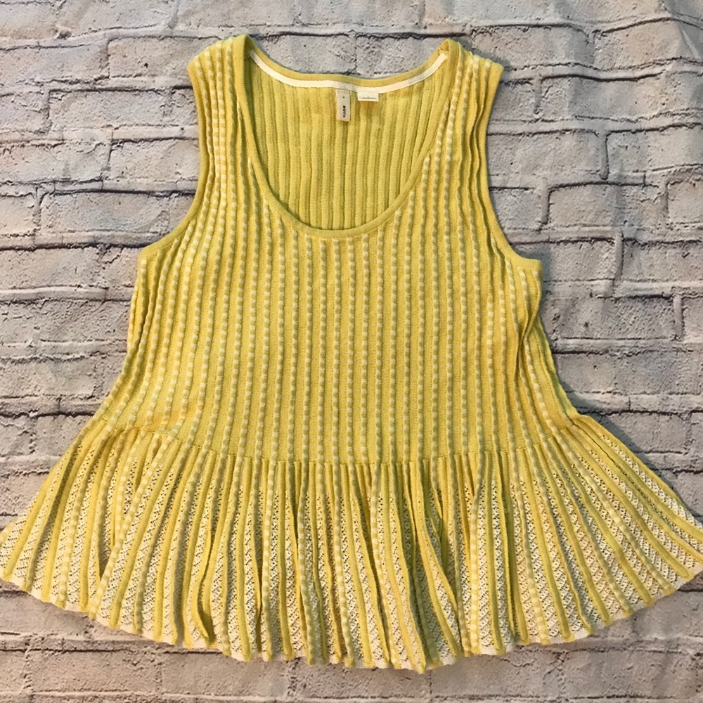 Citrus Moth Knit Peplum Tank Ruffle Retro Anthrop